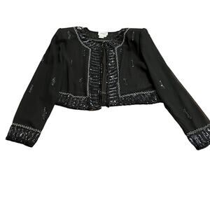 JMD New York Women’s Black Sequin Beaded Sheer Jacket Top Evening Formal Large